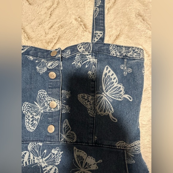 NoBo No Boundaries Denim Butterfly Mini Halter Dress Size Large 11-13 - Picture 7 of 10